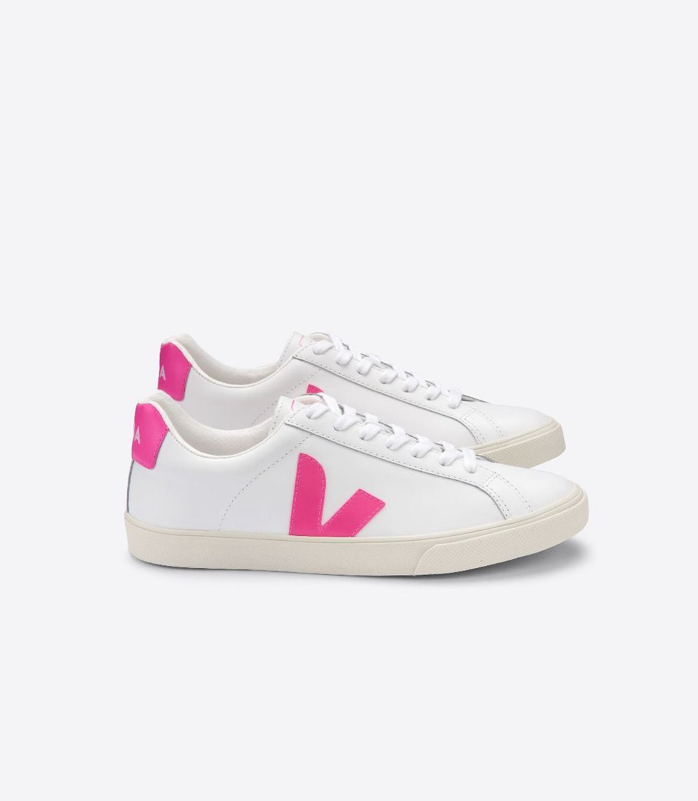 Veja Sneakers Womens - Esplar Leather - White/Pink - 5364BILQZ